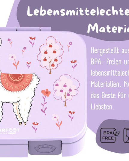Nachhaltige Bento-Lunchbox COMPACT – mit Fächern, auslaufsicher, BPA-frei – Lama Lila