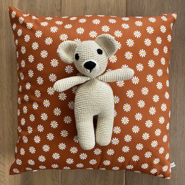 kussen madeliefjes bruin/terra + binnenkussen - 45x45cm duurzaam