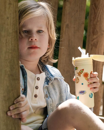 IZY Kids Thermos bidon - Yellow Space - 350ML To-Go Insulated Water Bottles