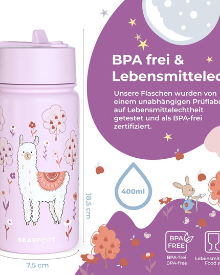 Thermo children's drinking bottle stainless steel - water bottle - thermo - Llama purple