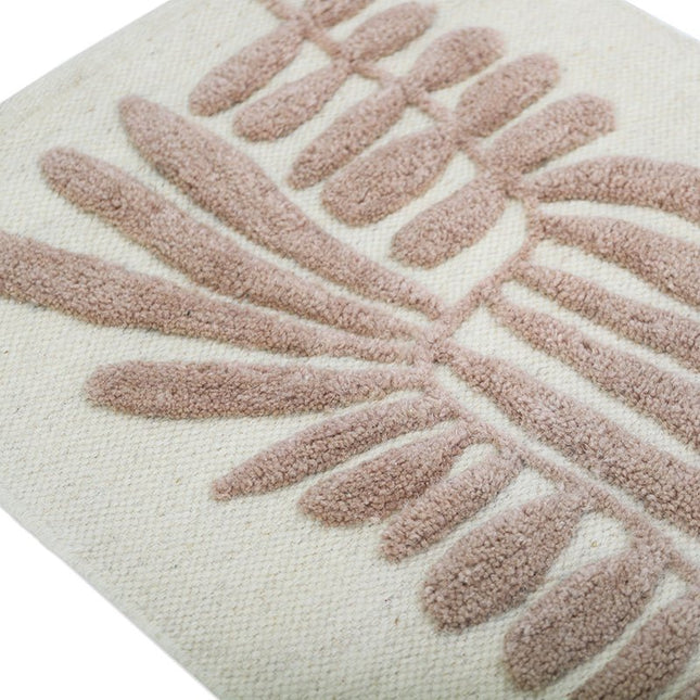 MINERVA NUDE kinderwanddecoratie - Wanddecoratie – Geweven Wol met Reliëf Plantenpatroon, 50x70 cm