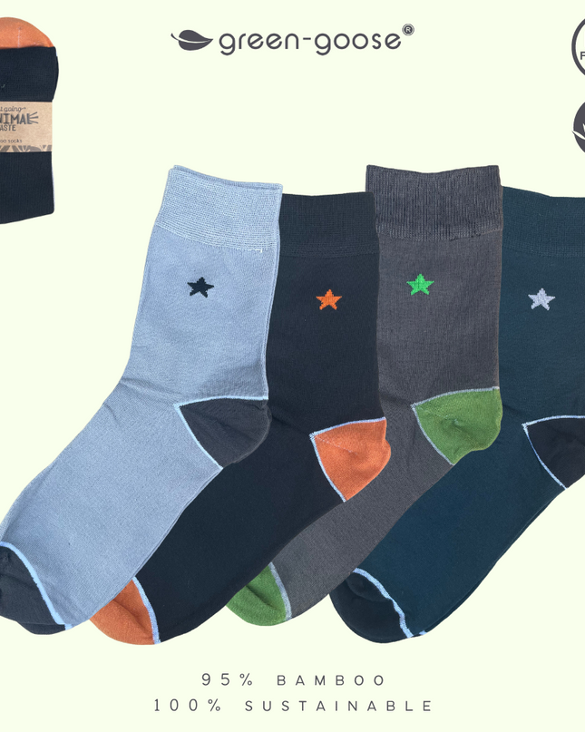 green-goose Bamboe Sokken | 4 Paar | Ster | 39-44 - unisex