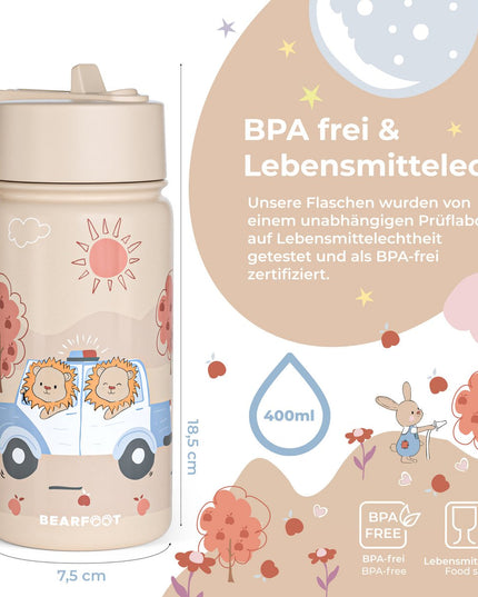 Thermo children's drinking bottle stainless steel - water bottle - thermos - Police brown