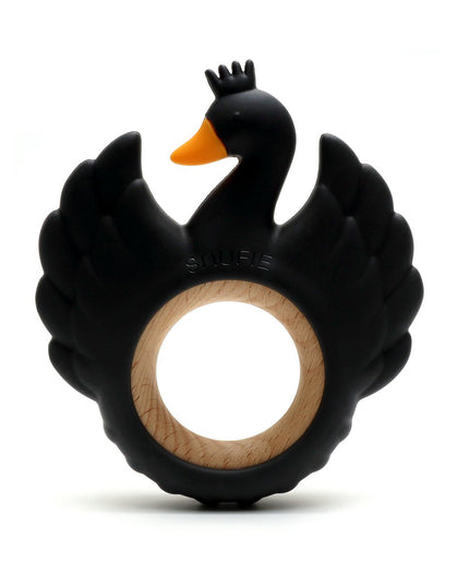 Zacht en hard | Swan Wood & Silicone Tentether | Zwart | Bijtring