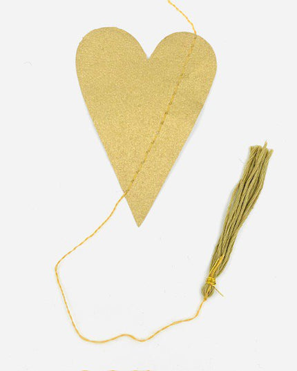 Luna-Leena slinger hart - ecopapier goud - wanddecoratie - L1,82cm - handgemaakt in Nepal