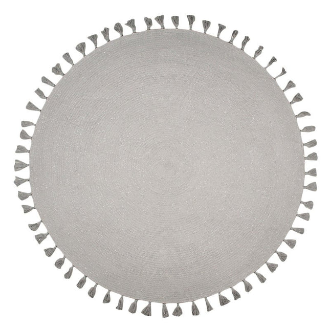 Joséphine – Handgeweven rond vloerkleed met pompons