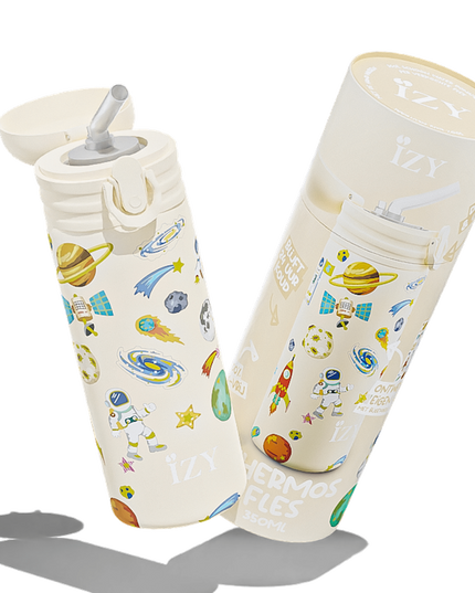 IZY Kids Thermos bidon - Yellow Space - 350ML To-Go Insulated Water Bottles