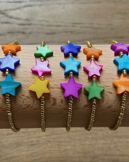 Luna-Leena kinderarmband sterren veelkleurig - handgemaakt in Nepal