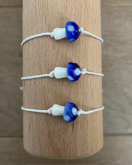 Luna-Leena kinderarmband paddestoel blauw - handgemaakt in Nepal