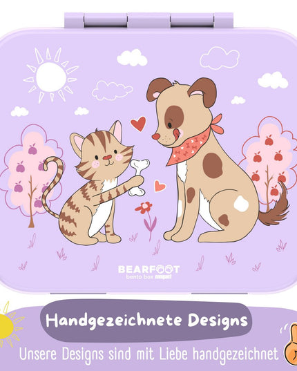 Brotdose mit Themen, auslaufsicher - Hund &amp; Katze Lila