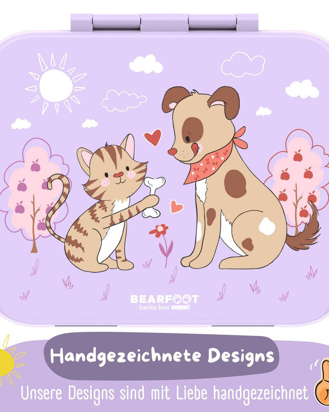 Brotdose mit Themen, auslaufsicher - Hund &amp; Katze Lila