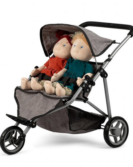 Tweeling Poppenbuggy grijs