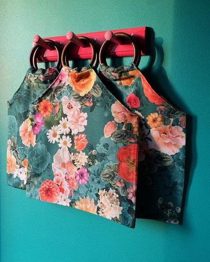 Luna-Leena tas bloem groen - katoen - handgemaakt in Nepal