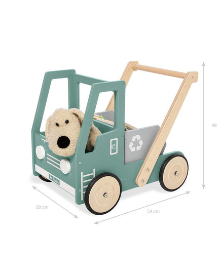 Leren loopwagen 'Kipplaster Fred', groen