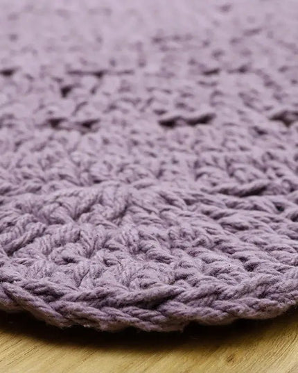 Alma Purple – Handgehaakt rond vloerkleed voor kinderen - vloerkleed