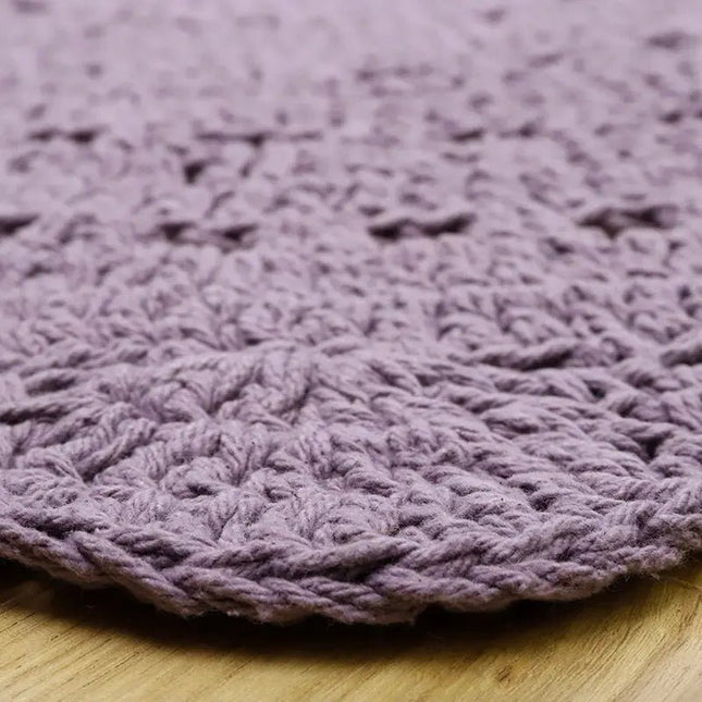 Alma Purple – Handgehaakt rond vloerkleed voor kinderen - vloerkleed