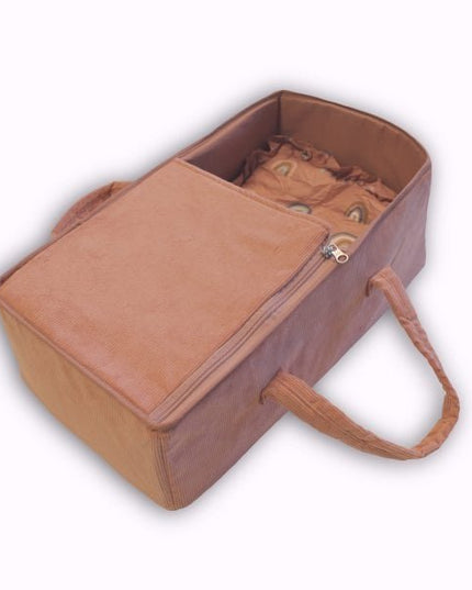 Reiswieg met dekbed en kussen, Roze corduroy
