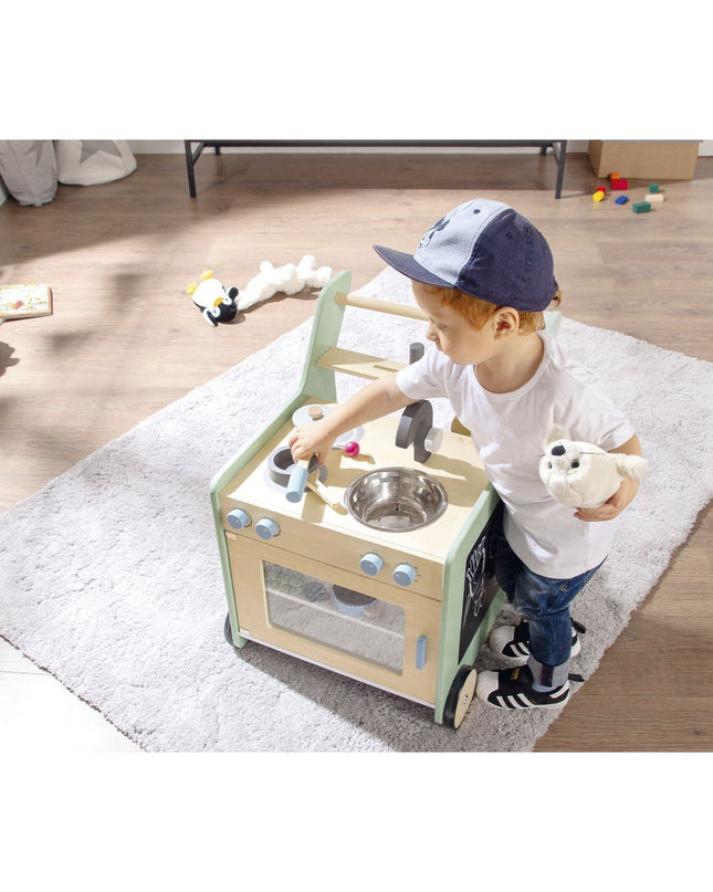 Kinderkeuken 'Kalle', pastelgroen hout keukenspeelgoed