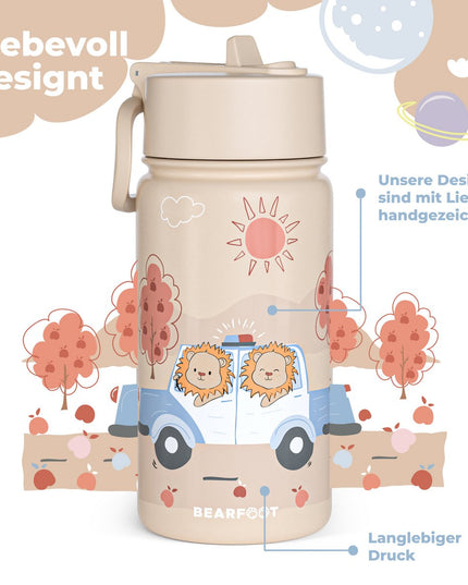 Thermo children's drinking bottle stainless steel - water bottle - thermos - Police brown