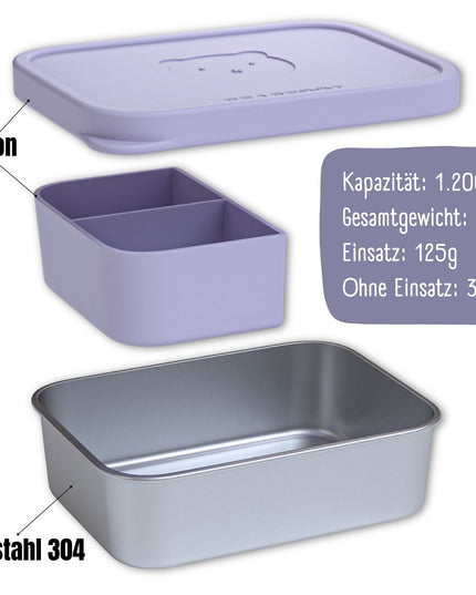 Kinder-Lunchbox aus Edelstahl mit Silikoneinsatz – Lavendel