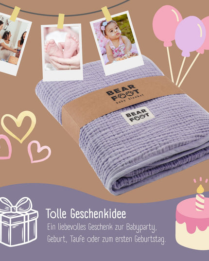 Baby blanket musselin fleece blanket fluffy soft - purple