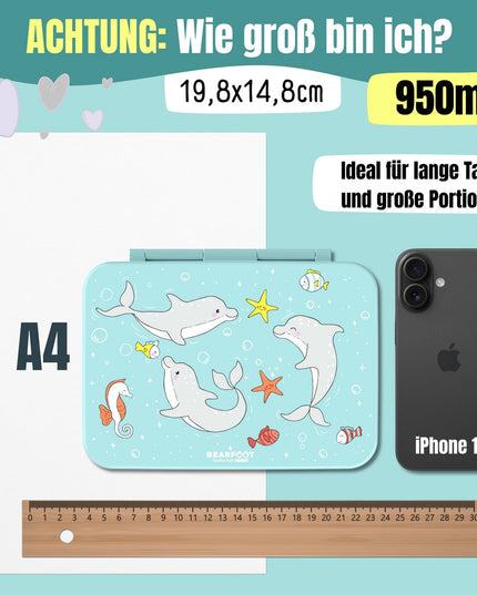 Nachhaltige Bento-Lunchbox COMPACT – mit Fächern, auslaufsicher, BPA-frei – Dolfijn