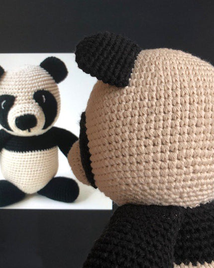Luna-Leena panda beer knuffel zwart & wit - biologisch katoen - handgehaakt in Nepal