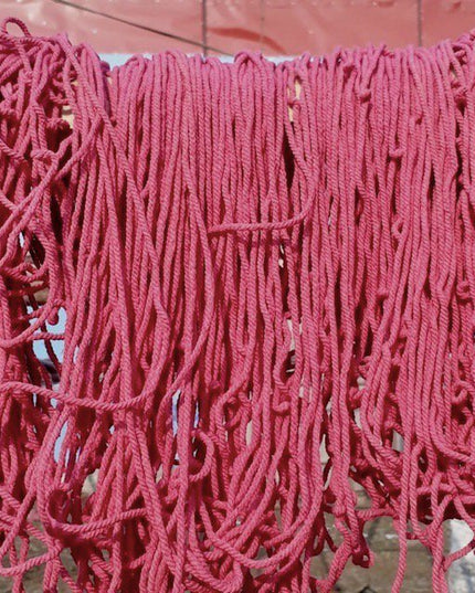 Runder Luna-Leena-Teppich aus rosa Baumwolle, 80 cm Durchmesser, handgehäkelt in Nepal