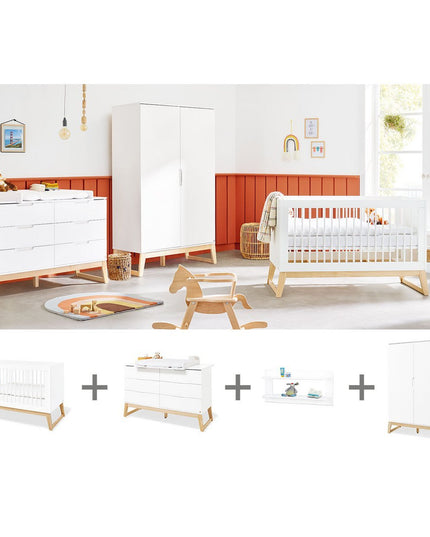 Startset 'Bridge' extra breed, incl. wandplank4 delen: ledikant, extra brede commode, 2-deurs kledingkast, wandplank