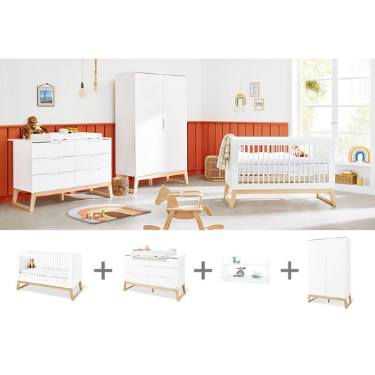 Startset 'Bridge' extra breed, incl. wandplank4 delen: ledikant, extra brede commode, 2-deurs kledingkast, wandplank
