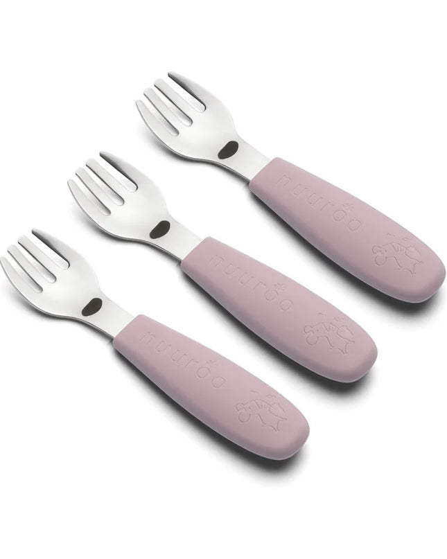 Felix vorken 3 pack- Woodrose - Kindervorken – Set van 3 met Veilig Siliconen Handvat