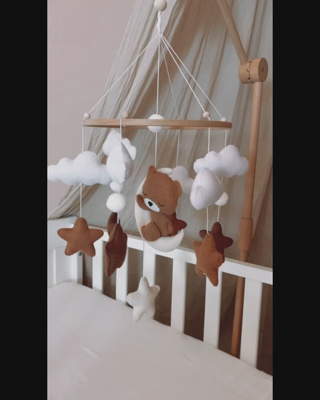 Handgemaakte Slapende Teddy babymobiel - Boxmobiel - Babymobiel